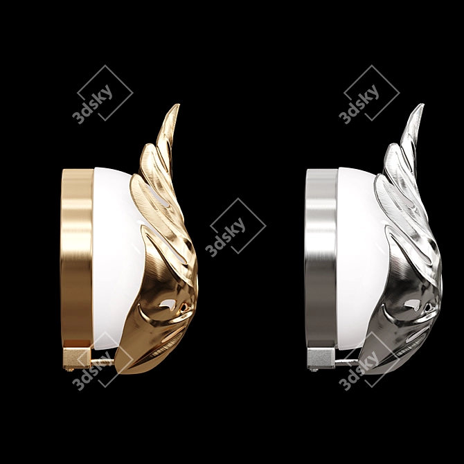 Golden Monstera Leaf Wall Sconce 3D model image 3