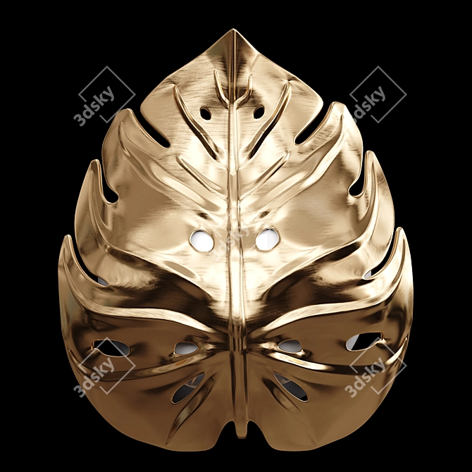 Golden Monstera Leaf Wall Sconce 3D model image 5