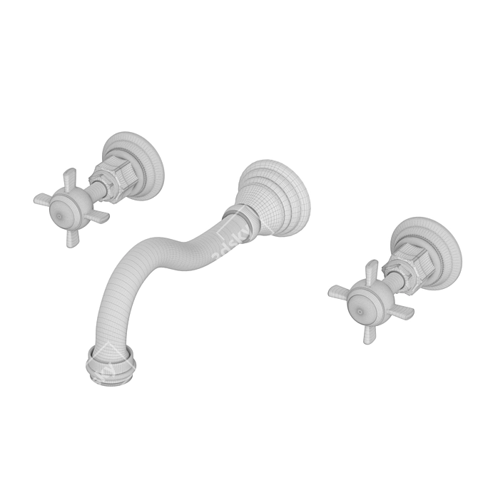 Elegant Londra Wall Mounted Mixer 3D model image 2