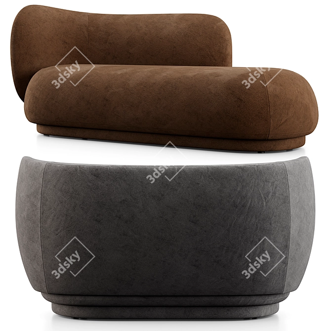 Modern Scandinavian Rico Divan & 2 Seat Sofa 3D model image 5