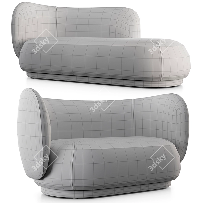 Modern Scandinavian Rico Divan & 2 Seat Sofa 3D model image 7