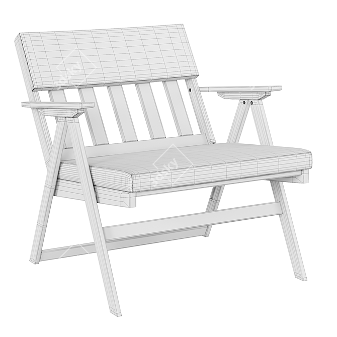 Folda Acacia Wood Garden Chair 3D model image 5