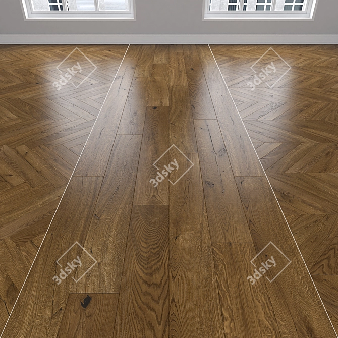 Modern Oak Parquet: Linear, Chevron, Fir 3D model image 1