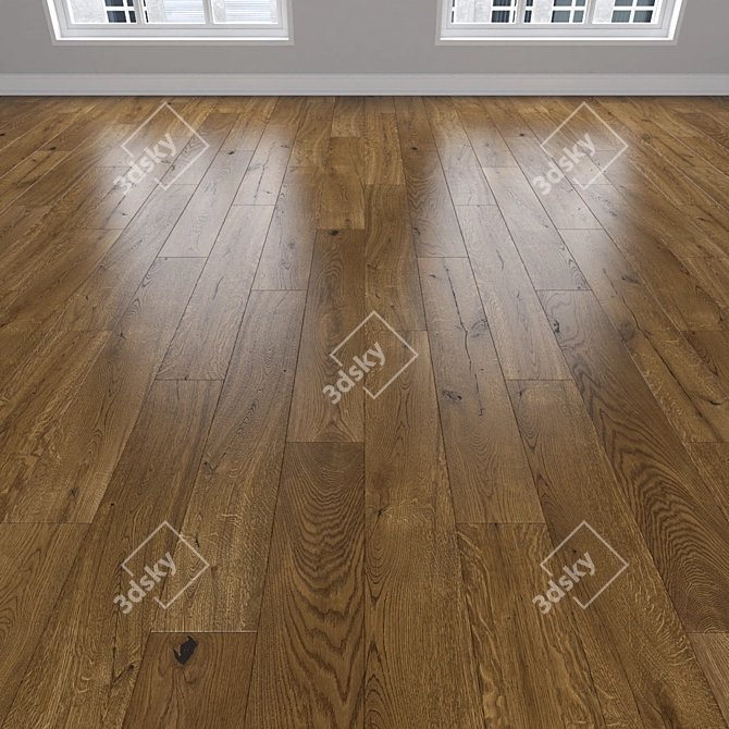 Modern Oak Parquet: Linear, Chevron, Fir 3D model image 2