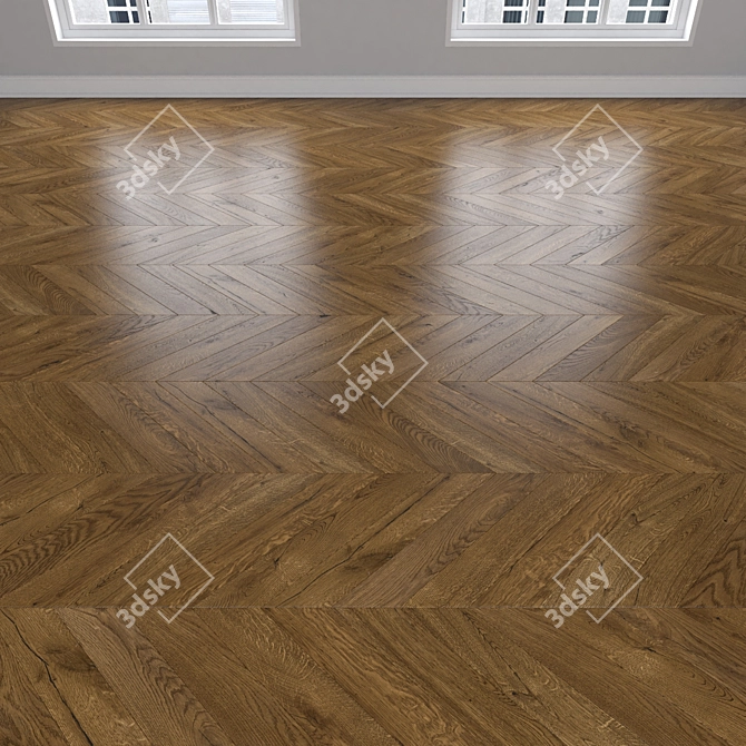 Modern Oak Parquet: Linear, Chevron, Fir 3D model image 4