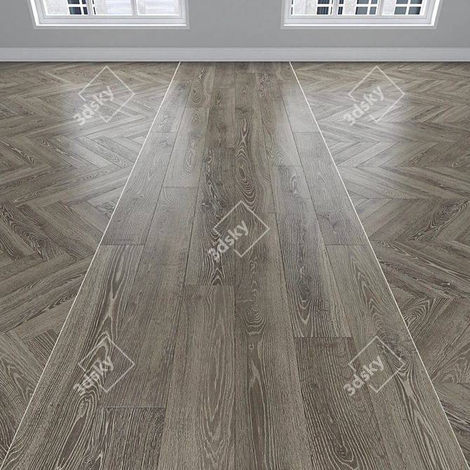 Oak Parquet Flooring Kit 3D model image 1