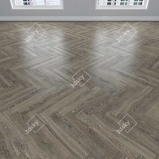 Oak Parquet Flooring Kit 3D model image 3