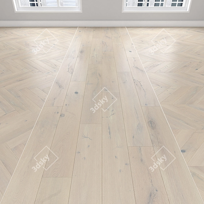 Oak Parquet: Linear, Chevron, Herringbone 3D model image 1