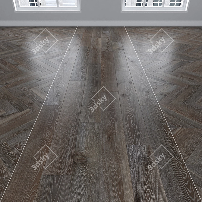 Premium Oak Parquet Flooring 3D model image 1