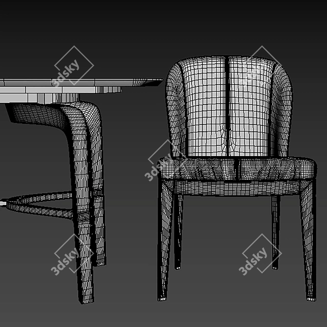 Giorgetti Comfort Chair & Elegant Blade Table 3D model image 6