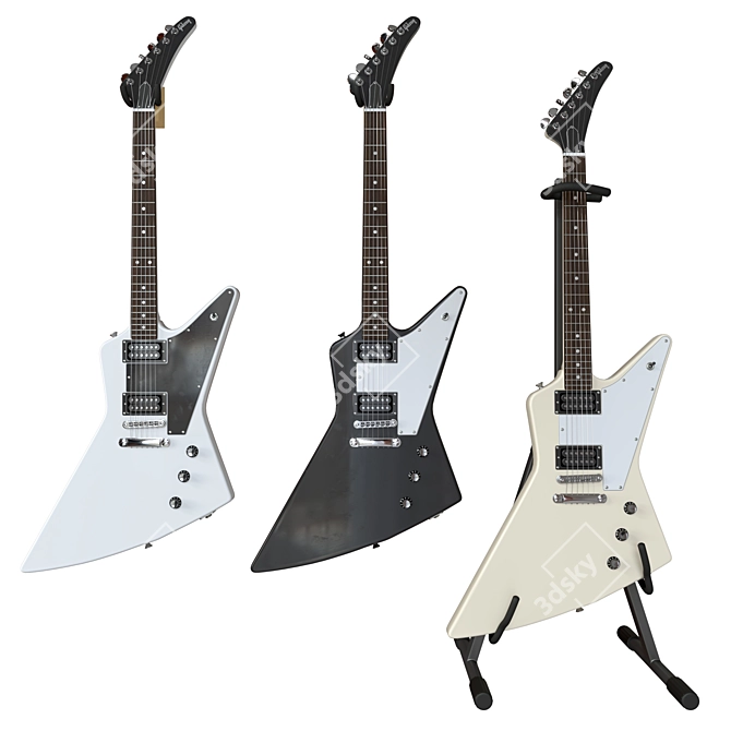 Gibson Explorer Electric Guitar (White, Black, Beige) 3D model image 1