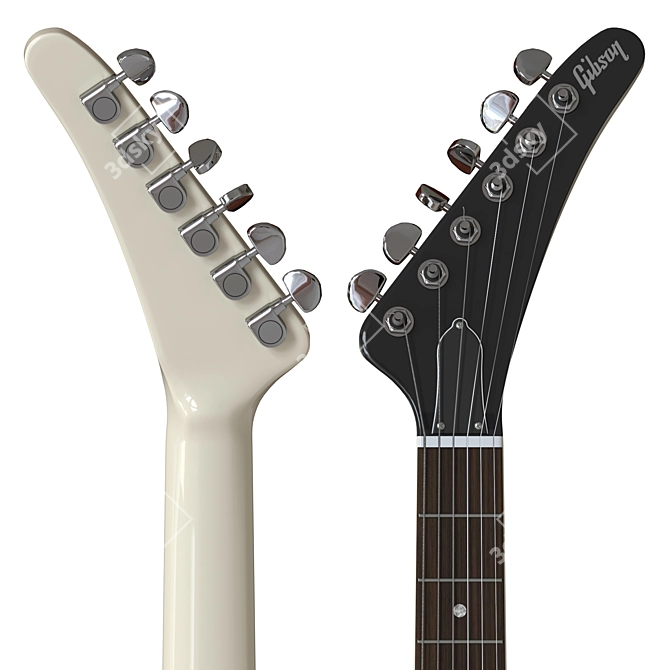 Gibson Explorer Electric Guitar (White, Black, Beige) 3D model image 4