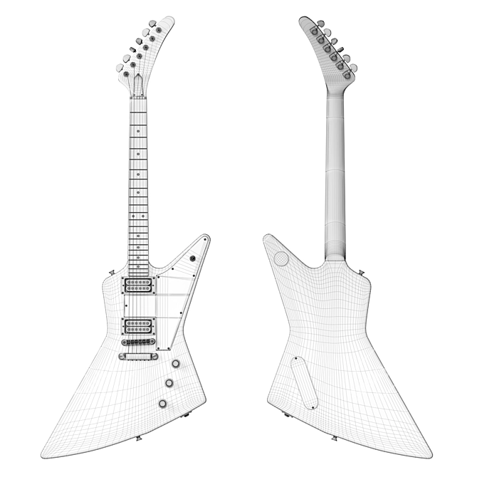 Gibson Explorer Electric Guitar (White, Black, Beige) 3D model image 6