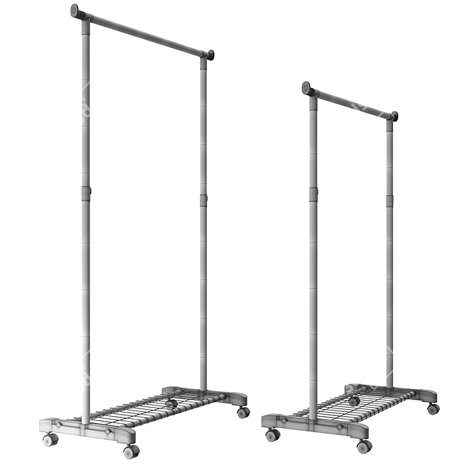 Adjustable Height Single Mobile Hanger with Shoe Shelf 3D model image 7