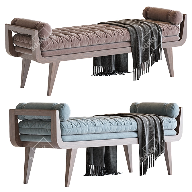 Santana Bench: Stylish Muslin Seating 3D model image 2