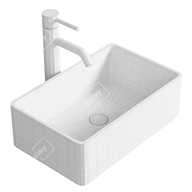 Nuie Rectangular Ceramic Counter Top Basin 3D model image 2