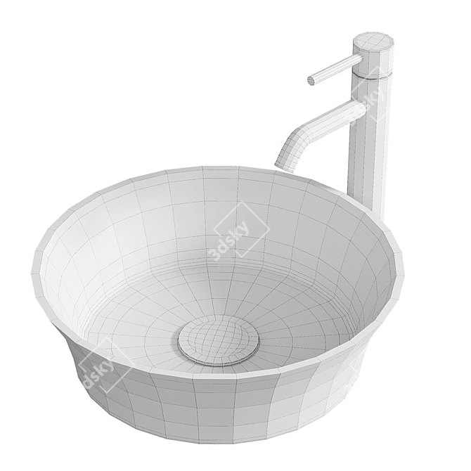 Arezzo Modern Round Counter Top Basin 3D model image 2