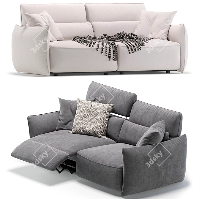 Natuzzi Supor 2-Seat Sofa: 2 Colors 3D model image 2