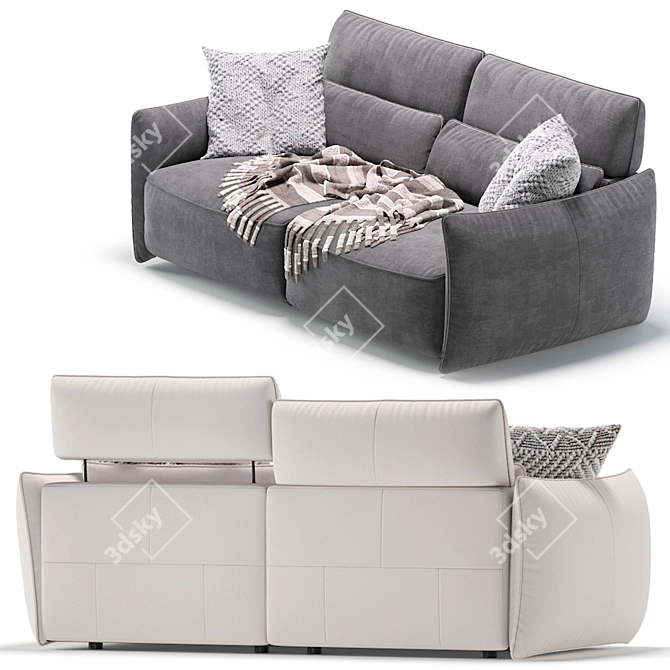 Natuzzi Supor 2-Seat Sofa: 2 Colors 3D model image 6