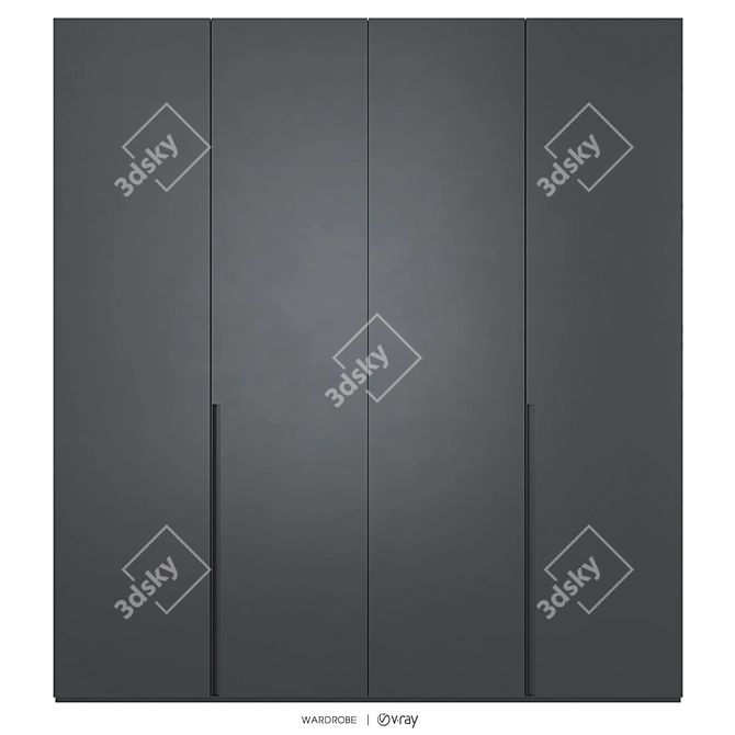 Sleek Graphite Swing Wardrobe 3D model image 1