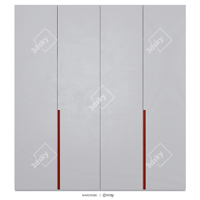 Sleek Graphite Swing Wardrobe 3D model image 2