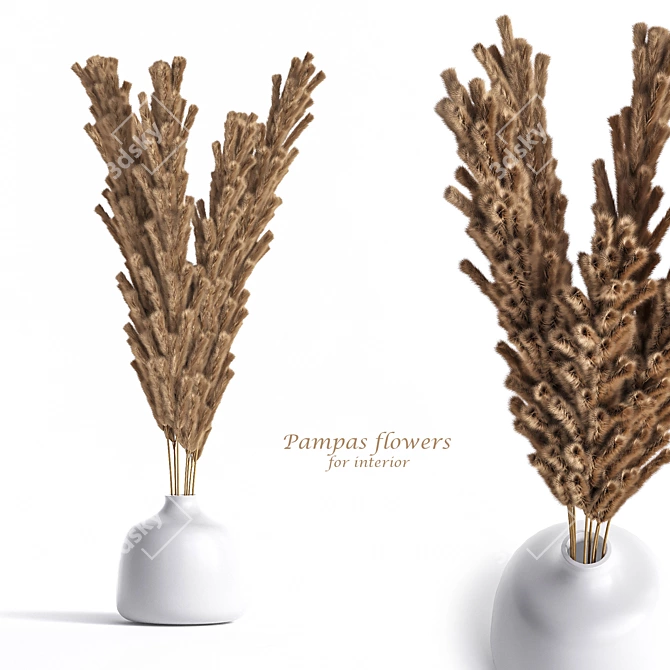 Elegant Pampas Flower Arrangement 3D model image 1