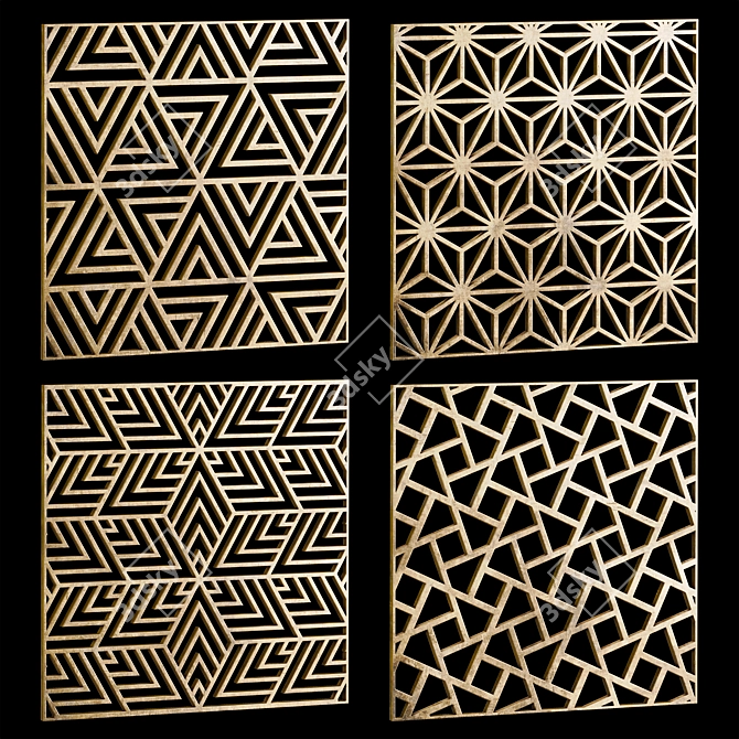 Decorative Square Panels - Set of 16 3D model image 1