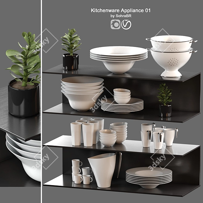 Kitchenware Accent Set: High-Quality, Stylish & Versatile 3D model image 1