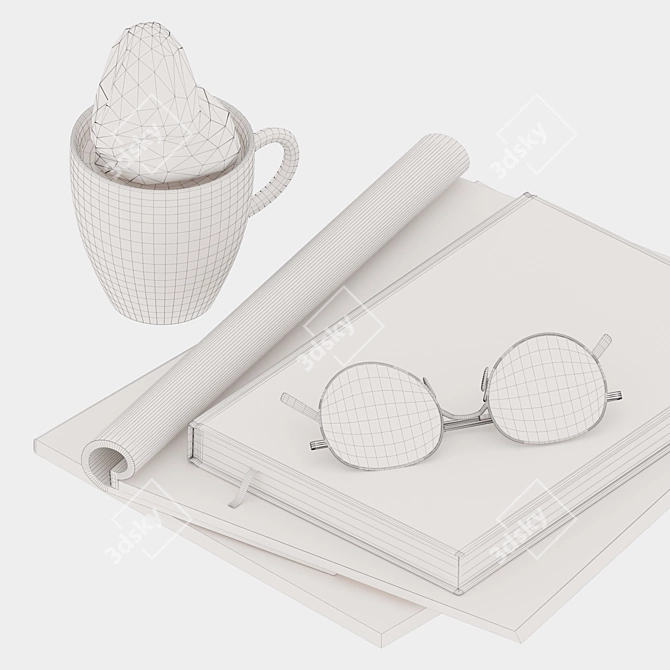 Coffee Lovers Bundle: Glasses, Book, Magazines 3D model image 4