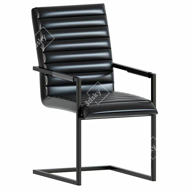 Faline Dining Chair in Black PU Leather 3D model image 1