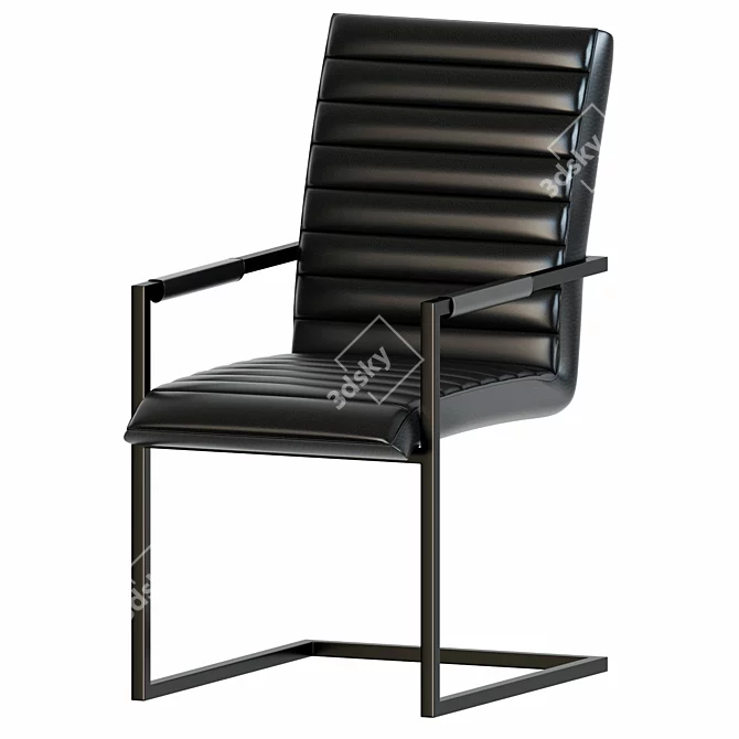 Faline Dining Chair in Black PU Leather 3D model image 2