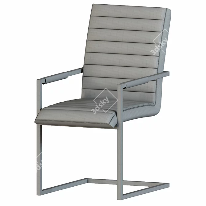 Faline Dining Chair in Black PU Leather 3D model image 3