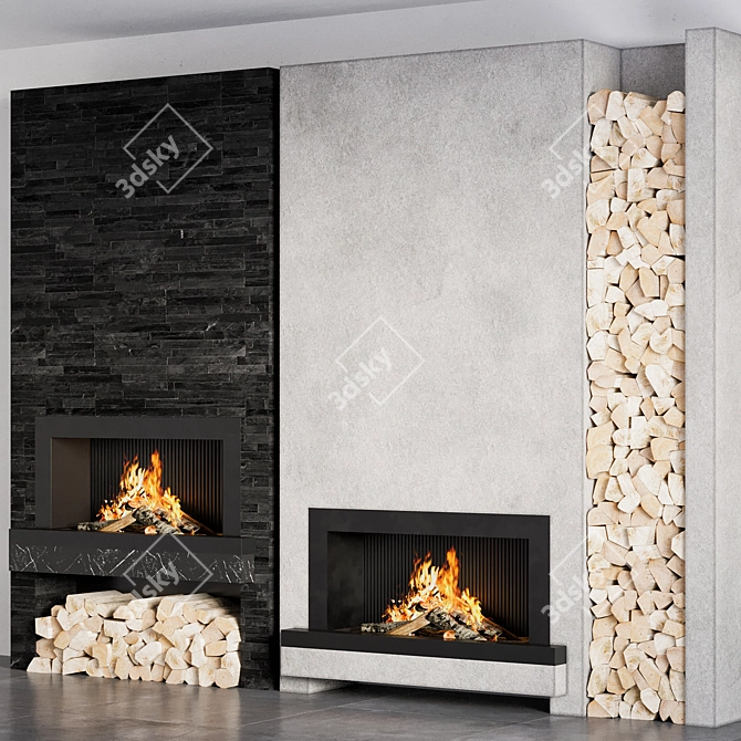 Modern Fireplace Design 3D model image 3