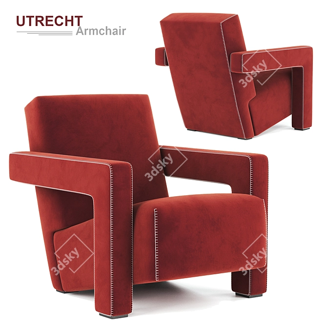 Contemporary Utrecht Armchair: Sleek Design by Cassina 3D model image 8