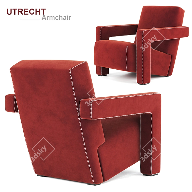 Contemporary Utrecht Armchair: Sleek Design by Cassina 3D model image 9