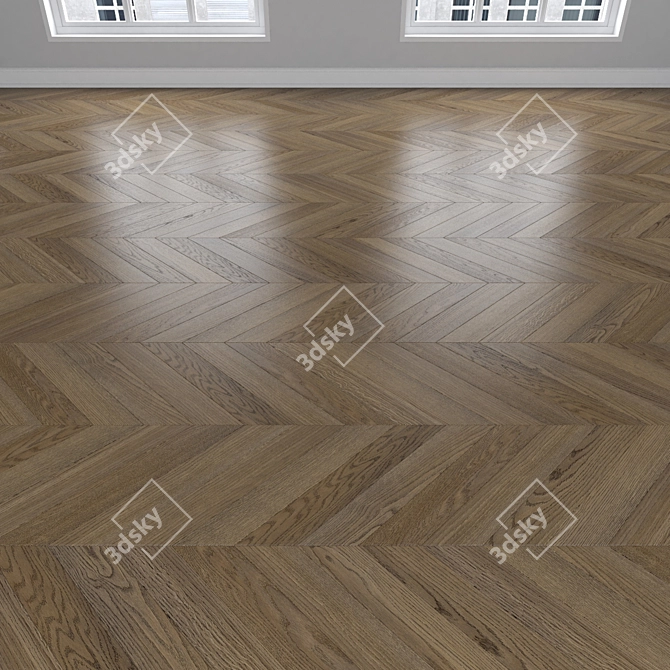 Oak Parquet Flooring Kit 3D model image 4