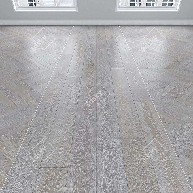 Oak Parquet Flooring: Linear, Chevron, Herringbone 3D model image 1