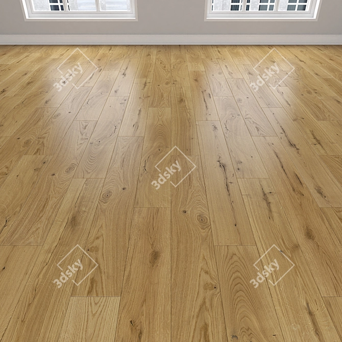 Oak Parquet Flooring: Linear, Chevron & Herringbone Designs 3D model image 2