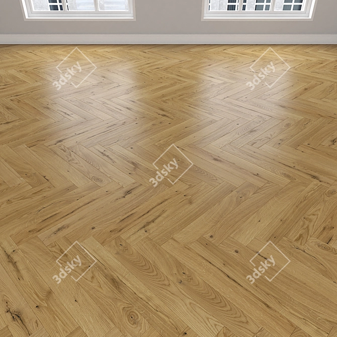 Oak Parquet Flooring: Linear, Chevron & Herringbone Designs 3D model image 3