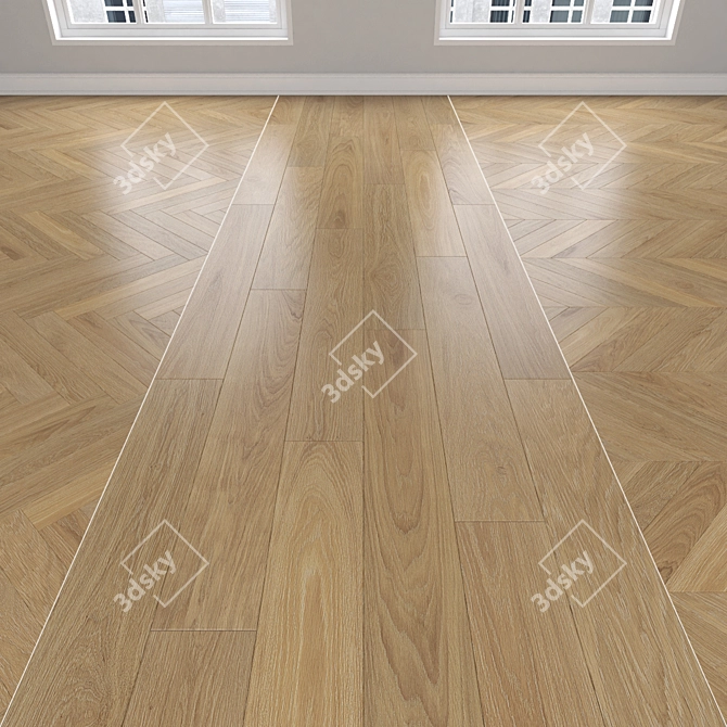 Parquet Oak: Linear, Chevron & Herringbone Designs 3D model image 1