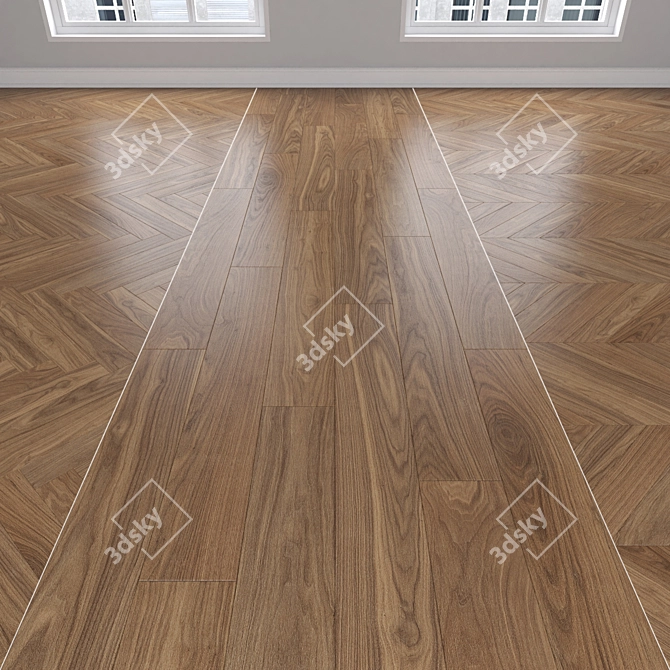 Premium Oak Parquet Flooring 3D model image 1