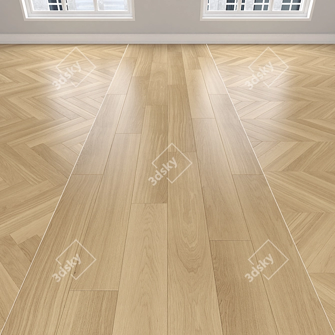 Premium Parquet Oak Flooring 3D model image 1