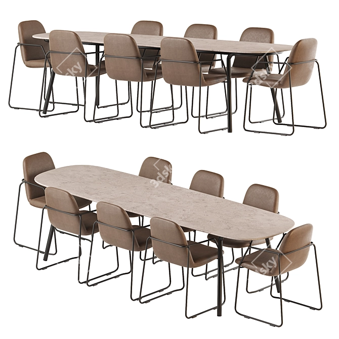 Modern Minus Manutti Table & Loop Chair Set 3D model image 1