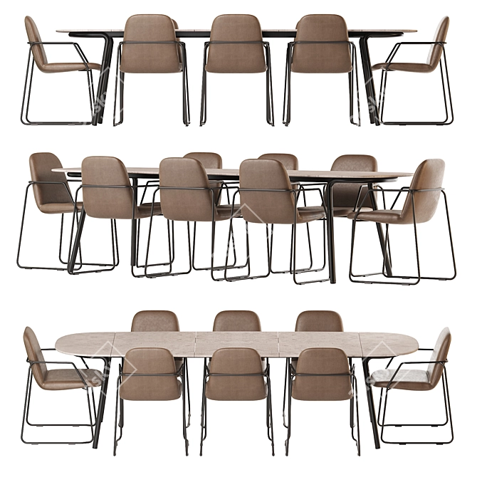 Modern Minus Manutti Table & Loop Chair Set 3D model image 2