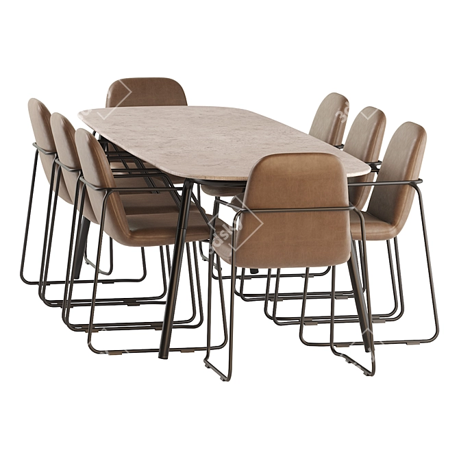 Modern Minus Manutti Table & Loop Chair Set 3D model image 3