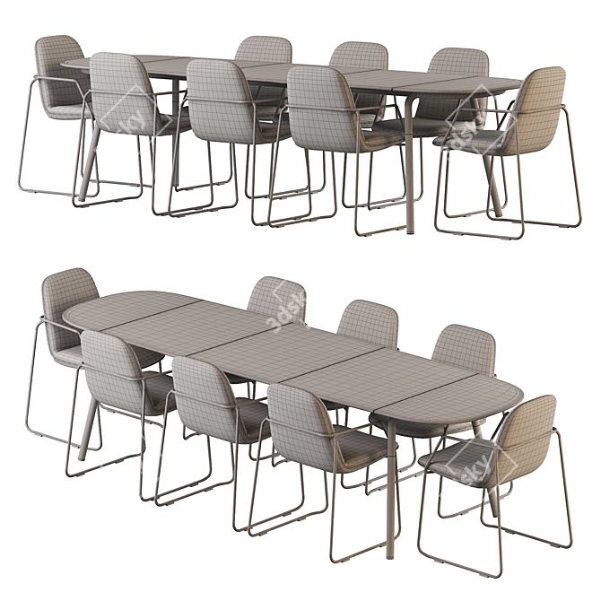 Modern Minus Manutti Table & Loop Chair Set 3D model image 6