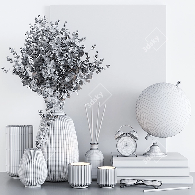 Elegant Decor Set: Vases, Books, Candlesticks 3D model image 5