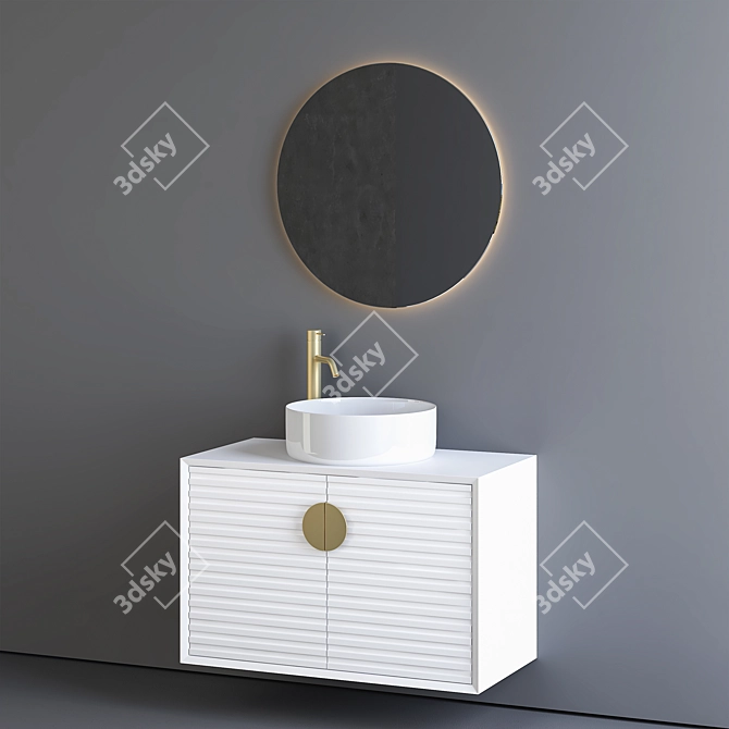 Contemporary 900mm Washbasin Cabinet 3D model image 2