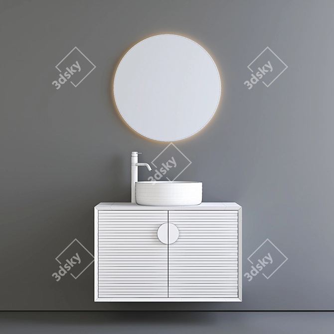 Contemporary 900mm Washbasin Cabinet 3D model image 3