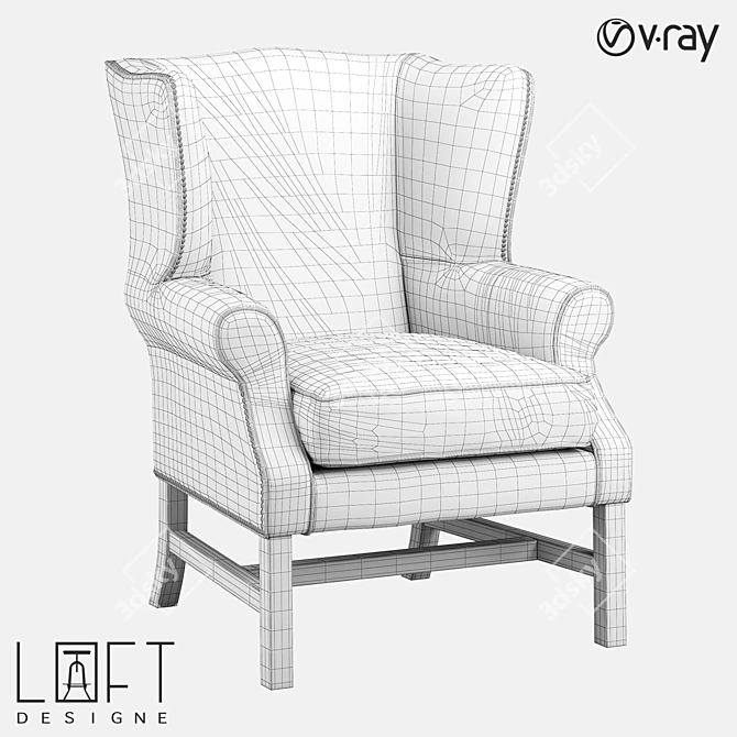 LoftDesigne Armchair 4063: Leather & Wood 3D model image 2